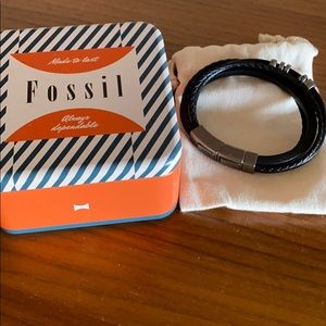 Fossil Leather Braided Bracelet